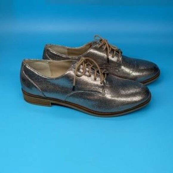 Steve Madden Women’s Addan Gold Oxfords Metallic Lace Up Flats Shoes Size 6 - Picture 5 of 6